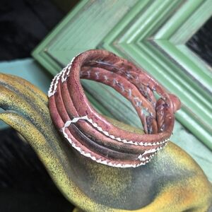 Vintage Dogon Leather African Tribal Bangal-Mali